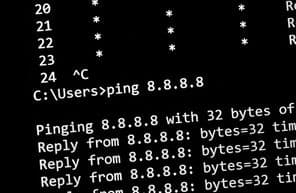 ping hálózati teszt parancs egy képernyőn.